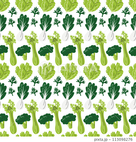 Green cabbage veggies seamless pattern vector flat Green cabbage veggies seamless pattern vector flat 113098276