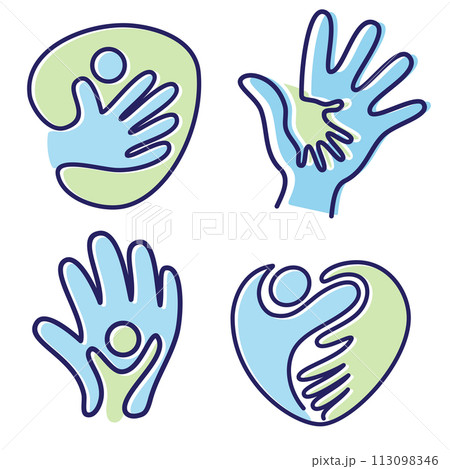 Set of pictogram icon vector people hand icon symbol with bold outline 113098346