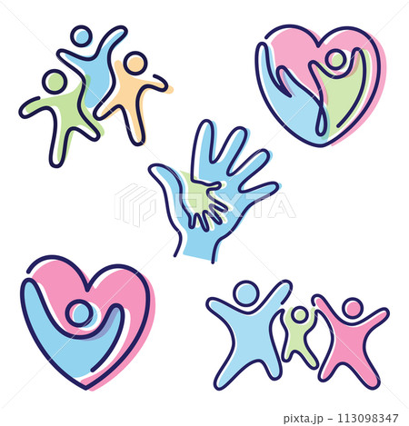 Set of colorful pictogram icon vector people on the white background Set of colorful pictogram icon vector people on the white background 113098347
