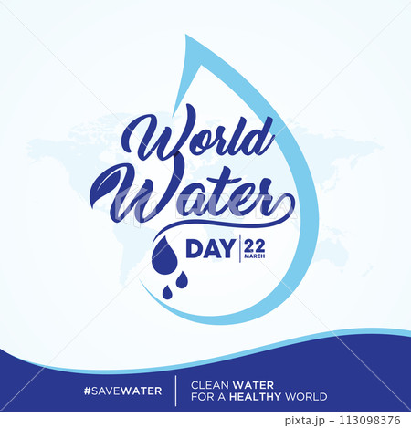 World Water Day quote letter on world map background World Water Day quote letter on world map background 113098376