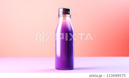 Berry smoothie in a bottle on a lush purple backdrop. Berry smoothie in a bottle on a lush purple backdrop. 113099575