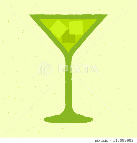 Green cocktail with ice cubes in a martini glass. Refreshing liquid. Tequila drink Green cocktail with ice cubes in a martini glass. Refreshing liquid. Tequila drink 113099992