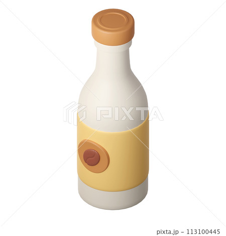 3d a bottle of coffee milk latte Cartoon Style Isolated on a White Background. 3d illustration 113100445