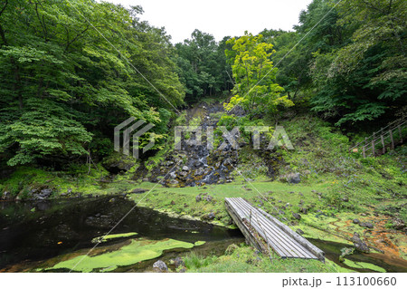 北海道/ 世界唯一！マンガン酸化物生成現象が地上で唯一確認できる貴重な場所「オンネトー湯の滝」 113100660