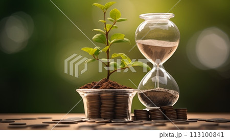 Growth and Time on Wooden Table Ai generation Growth and Time on Wooden Table Ai generation 113100841