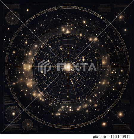 A sacred geometry star map. 113100936