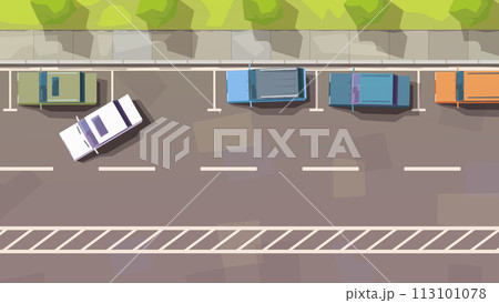 wide street with parking area top view wide street with parking area top view 113101078