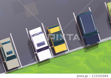 parking area with vehicles and lawn grass parking area with vehicles and lawn grass 113101084