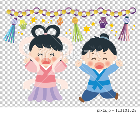 Tanabata Illustration of Orihime and Hikoboshi 113101328