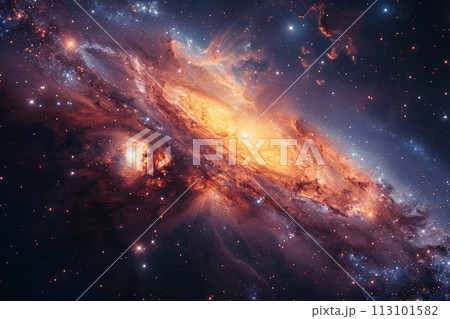 星々の誕生と終焉を描く宇宙絵巻：無限の宇宙の鮮やかなアートワーク AI生成 118 113101582