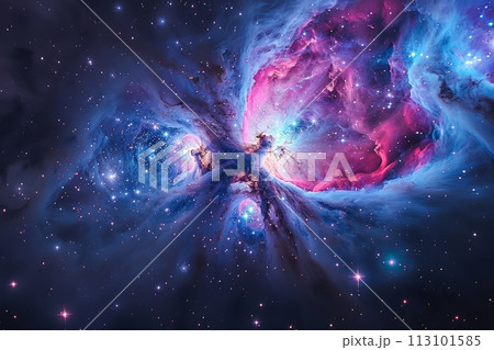 星々の誕生と終焉を描く宇宙絵巻：無限の宇宙の鮮やかなアートワーク AI生成 121 113101585