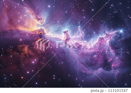 星々の誕生と終焉を描く宇宙絵巻：無限の宇宙の鮮やかなアートワーク AI生成 123 113101587