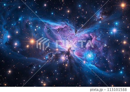 星々の誕生と終焉を描く宇宙絵巻：無限の宇宙の鮮やかなアートワーク AI生成 124 113101588