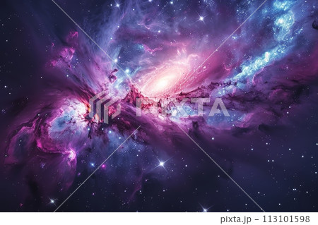 星々の誕生と終焉を描く宇宙絵巻：無限の宇宙の鮮やかなアートワーク AI生成 134 113101598