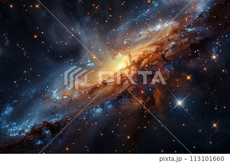 星々の誕生と終焉を描く宇宙絵巻：無限の宇宙の鮮やかなアートワーク AI生成 28 113101660