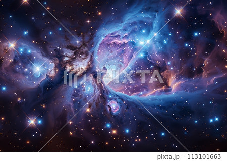 星々の誕生と終焉を描く宇宙絵巻：無限の宇宙の鮮やかなアートワーク AI生成 31 113101663