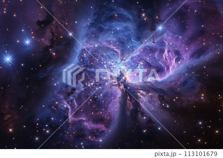 星々の誕生と終焉を描く宇宙絵巻：無限の宇宙の鮮やかなアートワーク AI生成 47 113101679