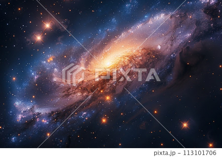 星々の誕生と終焉を描く宇宙絵巻：無限の宇宙の鮮やかなアートワーク AI生成 74 113101706
