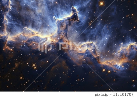 星々の誕生と終焉を描く宇宙絵巻：無限の宇宙の鮮やかなアートワーク AI生成 75 113101707