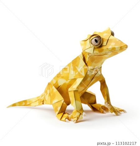 Colorful Origami gecko, Unique Paper Polygon Artwork, Ideal Pet Concept, Ai Generated Colorful Origami gecko, Unique Paper Polygon Artwork, Ideal Pet Concept, Ai Generated 113102217