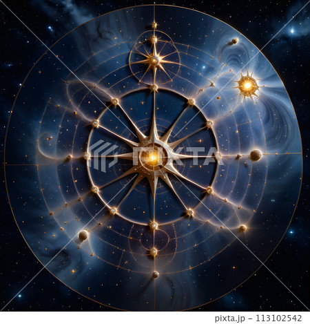 A mesmerizing sacred geometry star map. 113102542