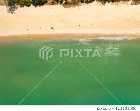 Beautiful waves sea surface in sunny day summer background, Amazing seascape, Top view beach sea background Beautiful waves sea surface in sunny day summer background, Amazing seascape, Top view beach sea background 113103000