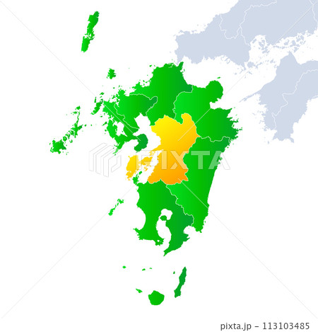 熊本県地図と九州地方 113103485