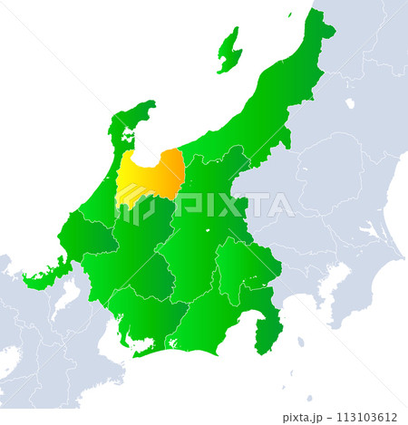 富山県地図と中部地方 113103612