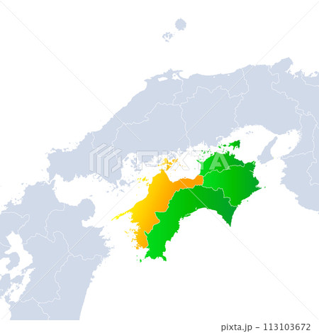 愛媛県地図と四国地方 113103672
