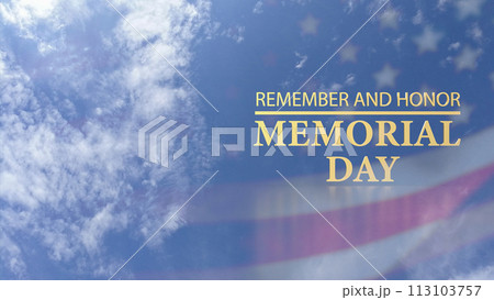 The gold text on Usa flag for memorial day concept 3d rendering. 113103757