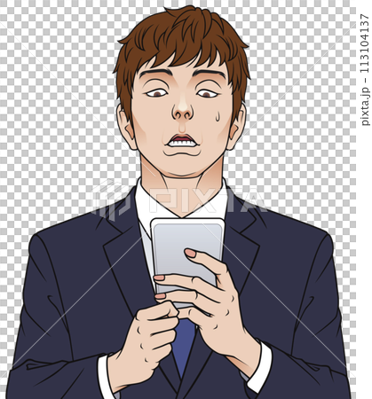 A man surprised to see a smartphone 113104137