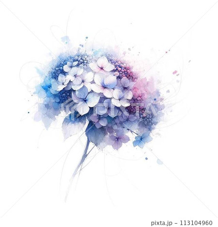 カラフルな紫陽花のシルエット あじさい 113104960