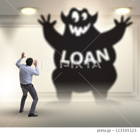 Businessman in debt and loan concept Businessman in debt and loan concept 113105123