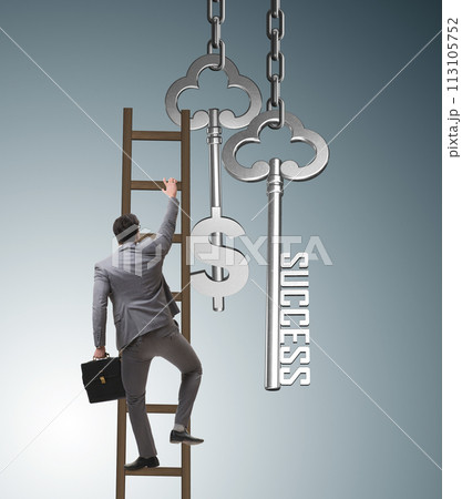 Businessman in key to financial success concept Businessman in key to financial success concept 113105752