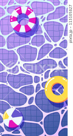 背景イラスト_プール_夜 113105827