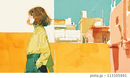 街を歩く女性 街を歩く女性 113105891