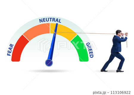 Fear and greed investor behaviour concept Fear and greed investor behaviour concept 113106922