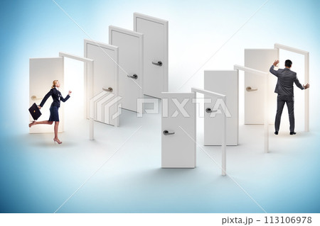 Business people and many doors of opportunities 113106978