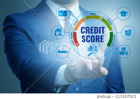 Businessman in credit score concept 113107021