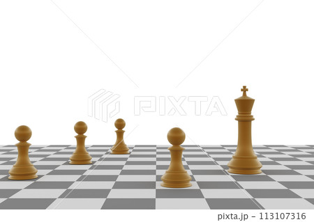 Chess pieces on the board - 3d render Chess pieces on the board - 3d render 113107316