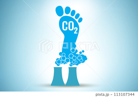 Carbon footprint concept with pollution Carbon footprint concept with pollution 113107344