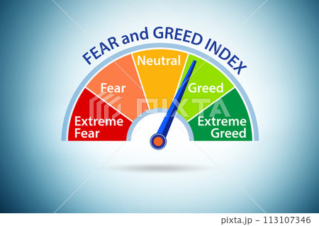 Fear and greed investor behaviour concept Fear and greed investor behaviour concept 113107346