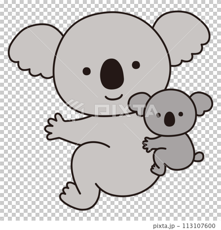 かわいいコアラの親子のベクターイラスト。アイコン、動物 かわいいコアラの親子のベクターイラスト。アイコン、動物 113107600