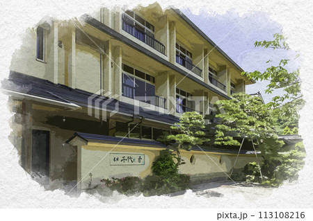 水彩画風　玉造温泉　千代の湯　島根県松江市 113108216