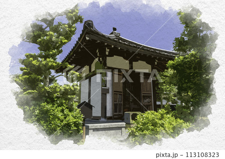 水彩画風 玉造温泉 湯薬師堂 島根県松江市 水彩画風 玉造温泉 湯薬師堂 島根県松江市 113108323