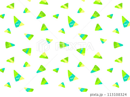 手描きの幾何学パターン 三角形 グリーン 113108324
