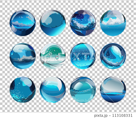 Blue sphere illustration set 113108331