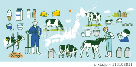 日本の酪農農家のイメージ　セット 113108811