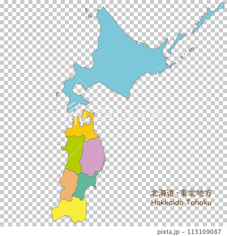 Colorful and bright maps of each prefecture in Hokkaido and the Tohoku region 113109087