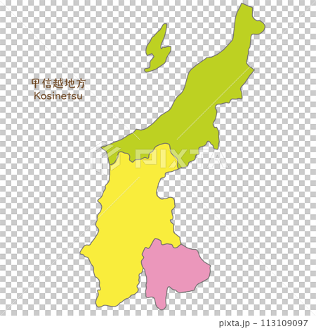 甲信越地區,甲信越地區各縣地圖,色彩鮮豔,明亮 甲信越地區,甲信越地區各縣地圖,色彩鮮豔,明亮 113109097